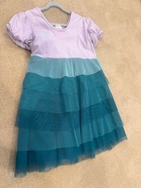 Hanna Anderson Kids Ariel 
Lavender & Teal Layered Tulle Dress